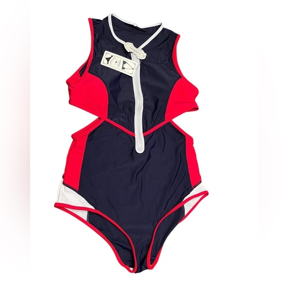 LafyKoly Red/White/Blue Side Cut Out Monokini Size XL (US 10-12) - Picture 7 of 14
